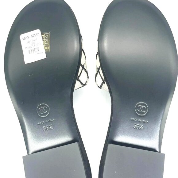 CHANEL 21A  Embroidered Pearl CC Suede Flat Slide Mules Sandals Shoes - Picture 13 of 15